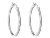 Synthetic Crystal In and Out Hoop Earringsv6/10 Carat (ctw) in Sterling Silver
